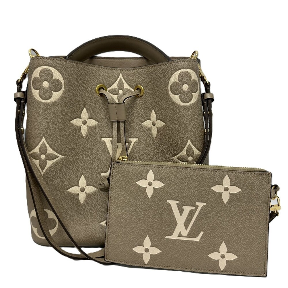 Louis Vuitton NeoNoe MM M45555 Bicolor Monogram Empreinte Tourtrelle Cream Sh...